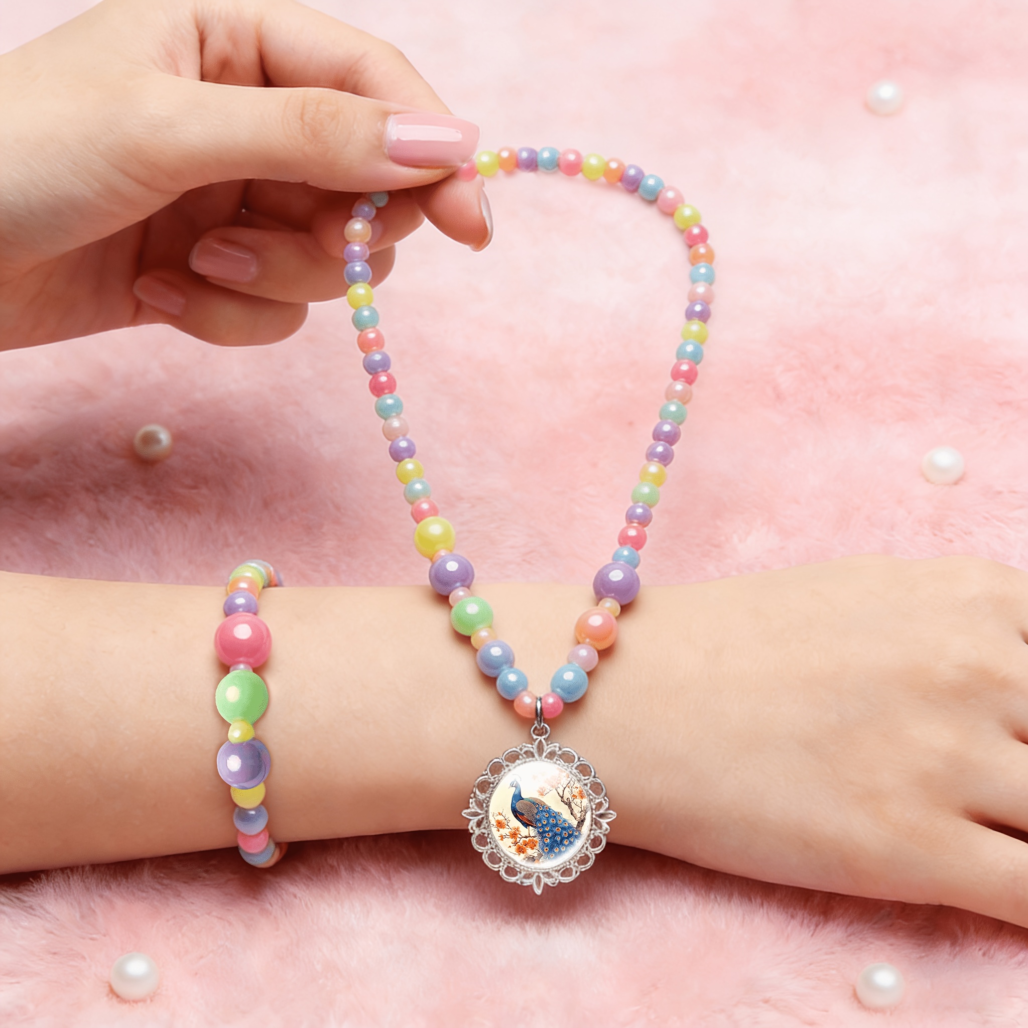 2pcs Cute Random Color Women's Jewelry Set